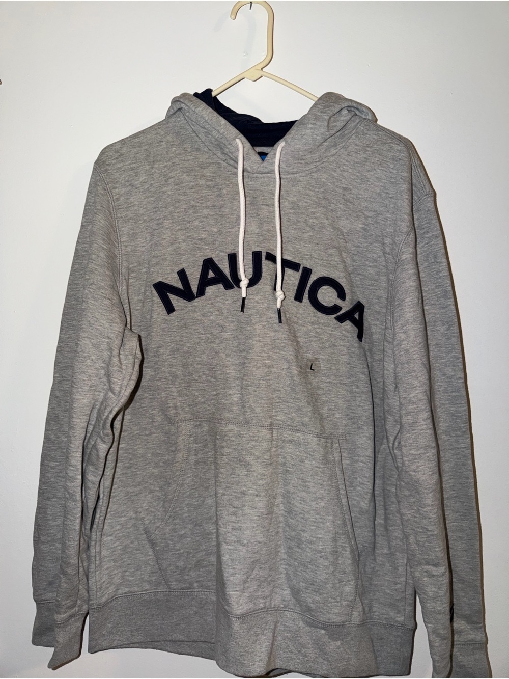 Nautica Gray Pullover Hoodie with Navy Logo